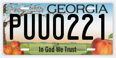 GA license plate PUU0221