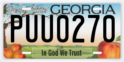 GA license plate PUU0270
