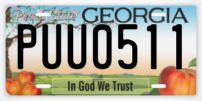 GA license plate PUU0511