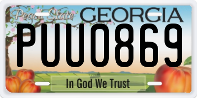 GA license plate PUU0869
