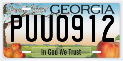 GA license plate PUU0912