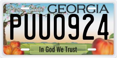 GA license plate PUU0924