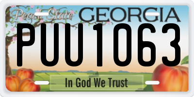GA license plate PUU1063
