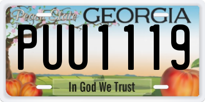 GA license plate PUU1119