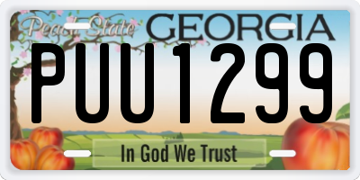 GA license plate PUU1299