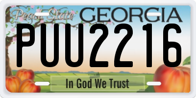GA license plate PUU2216