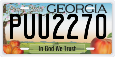 GA license plate PUU2270