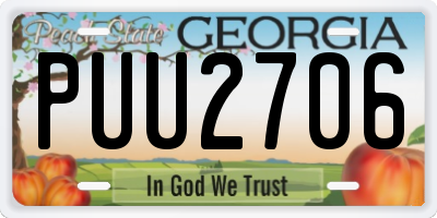 GA license plate PUU2706