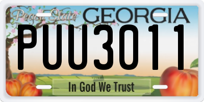 GA license plate PUU3011