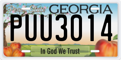 GA license plate PUU3014