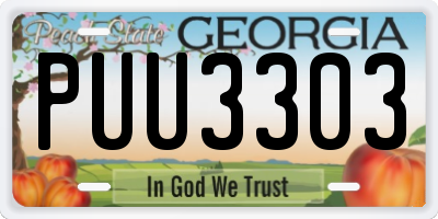GA license plate PUU3303