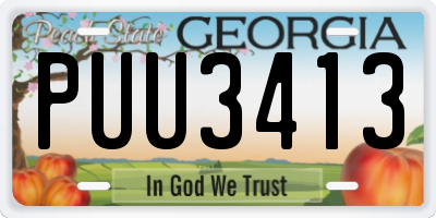 GA license plate PUU3413