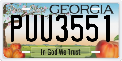 GA license plate PUU3551
