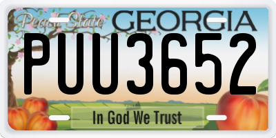 GA license plate PUU3652