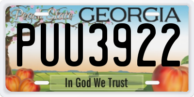 GA license plate PUU3922