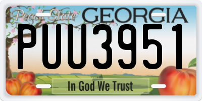 GA license plate PUU3951