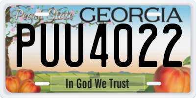 GA license plate PUU4022
