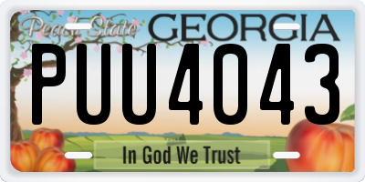 GA license plate PUU4043