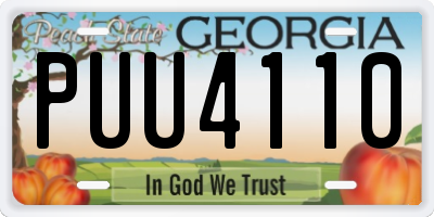 GA license plate PUU4110