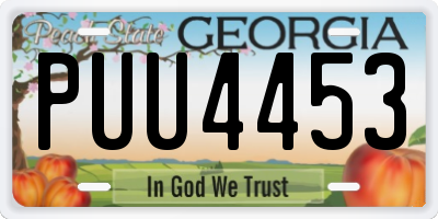 GA license plate PUU4453