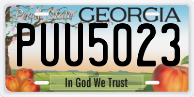GA license plate PUU5023