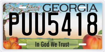 GA license plate PUU5418