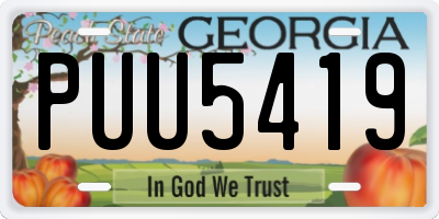 GA license plate PUU5419