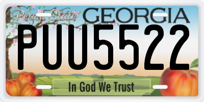 GA license plate PUU5522