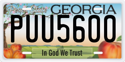 GA license plate PUU5600
