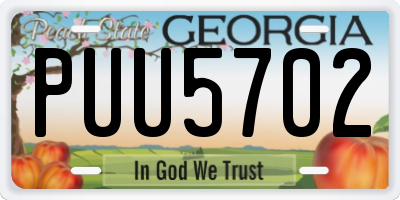 GA license plate PUU5702