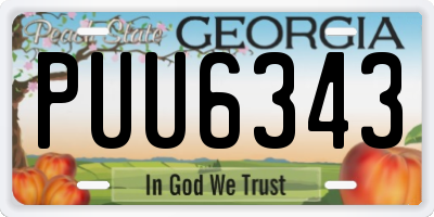 GA license plate PUU6343