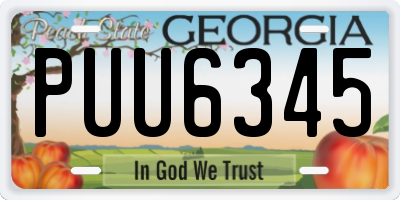 GA license plate PUU6345