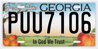 GA license plate PUU7106
