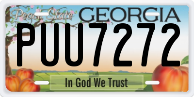 GA license plate PUU7272