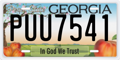 GA license plate PUU7541