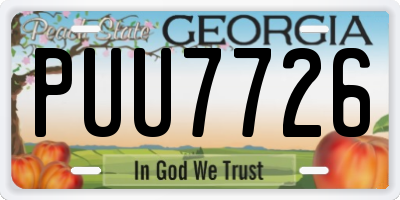 GA license plate PUU7726