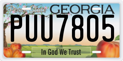 GA license plate PUU7805