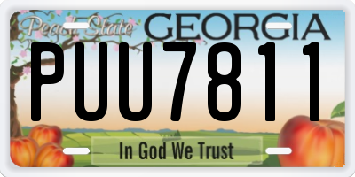 GA license plate PUU7811