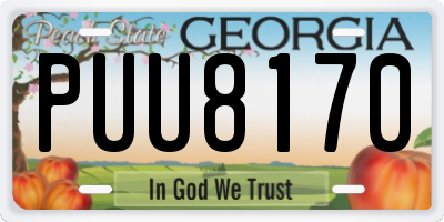 GA license plate PUU8170