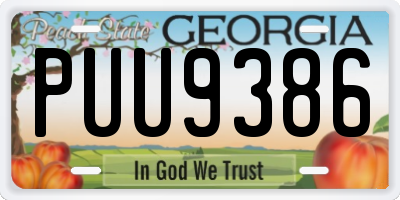GA license plate PUU9386