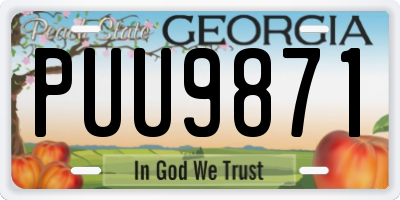 GA license plate PUU9871