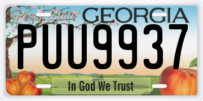 GA license plate PUU9937
