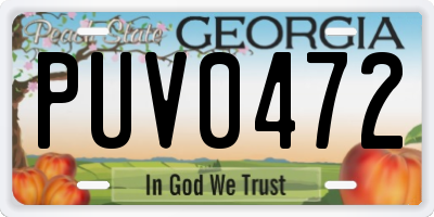 GA license plate PUV0472
