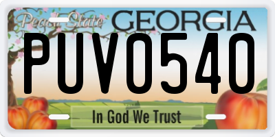 GA license plate PUV0540
