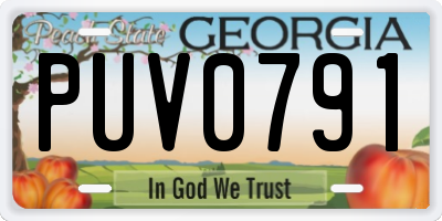 GA license plate PUV0791