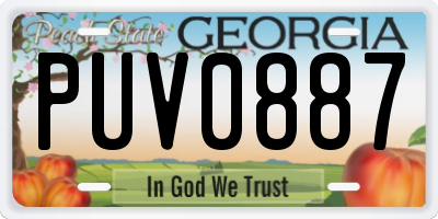 GA license plate PUV0887