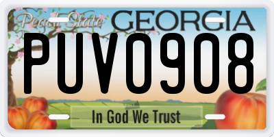GA license plate PUV0908
