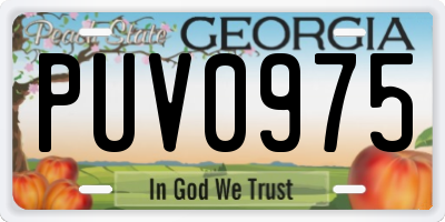 GA license plate PUV0975