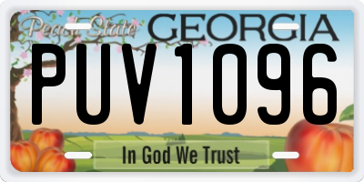 GA license plate PUV1096