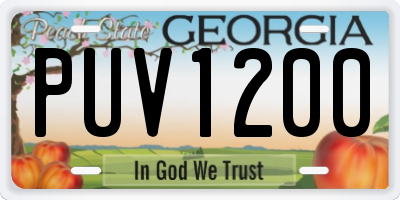 GA license plate PUV1200